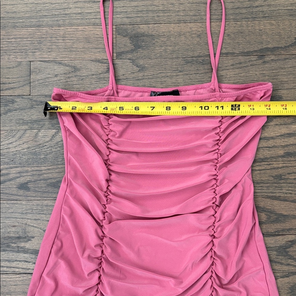 Elegant Pink Ruched Mini Dress - Picture 7 of 10